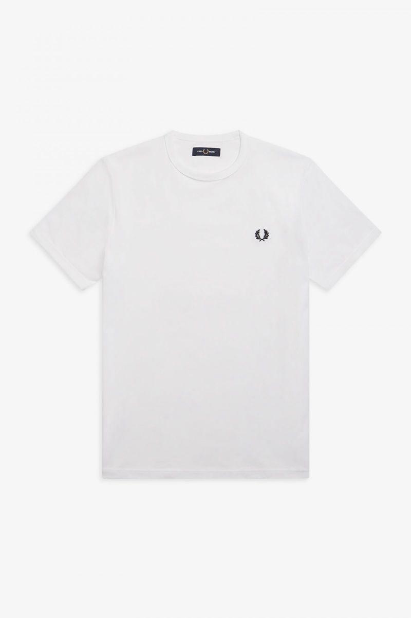 White Fred Perry Ringer Men's T Shirts | PH 1751UZGT